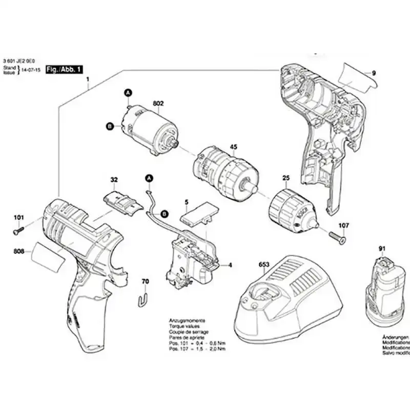 Motor para parafusadeira e furadeira GSR 1200-2-LI 2609199724 Bosch — fotografia 3