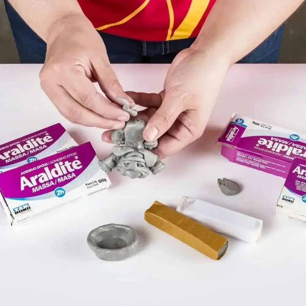 Cola adesivo massa epóxi 50G araldite com 6 unidades Tekbond — fotografia 3