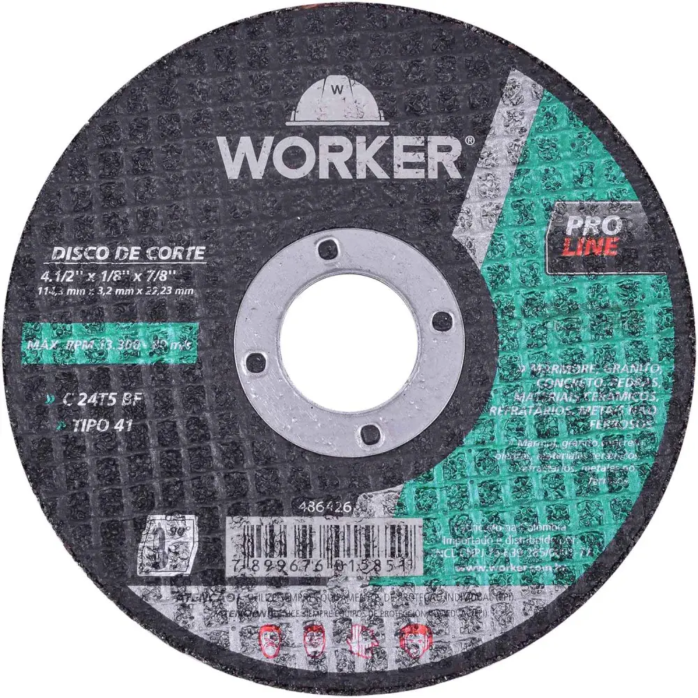 Disco corte 4.1/2 x 1/8 x 7/8 Worker — fotografia de referência