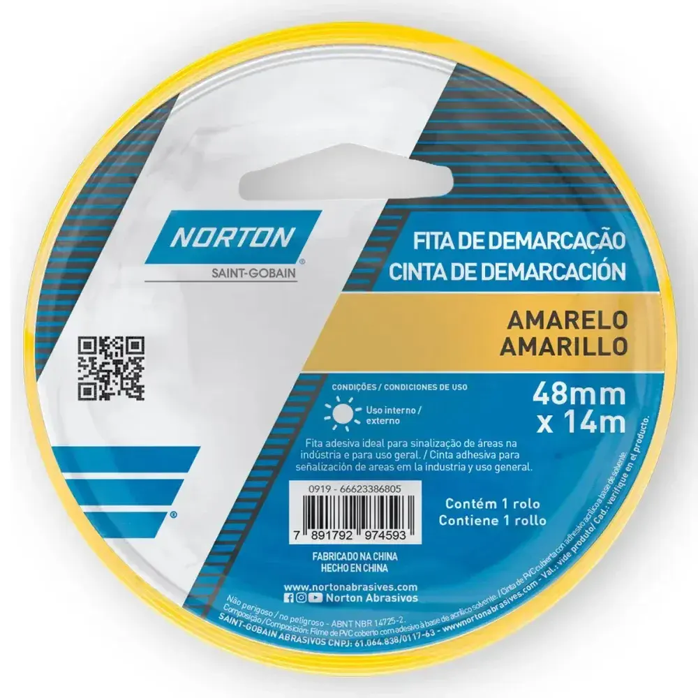 Fita demarcação de solo amarela 48MM 14M Norton — fotografia 3