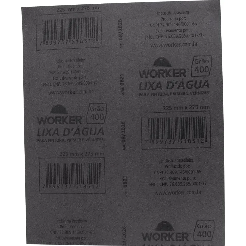 Lixa dágua para acabamento grão 400 225X275MM Worker — fotografia 3