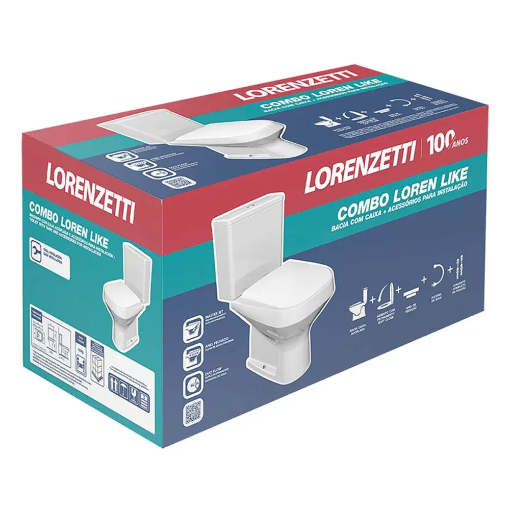 Kit bacia e caixa acoplada like 3/6L completo lorenzetti Lorenzetti Duchas — fotografia 10