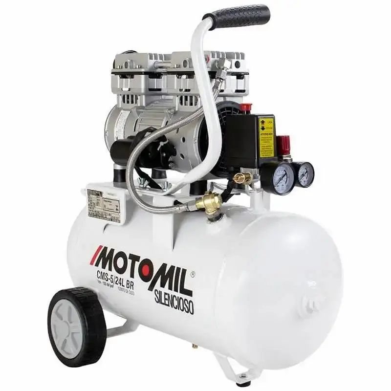 Compressor odontológico 5 pés 24L 120PSI silencioso CMS-5/24BR MotoMil 110 V — fotografia 3