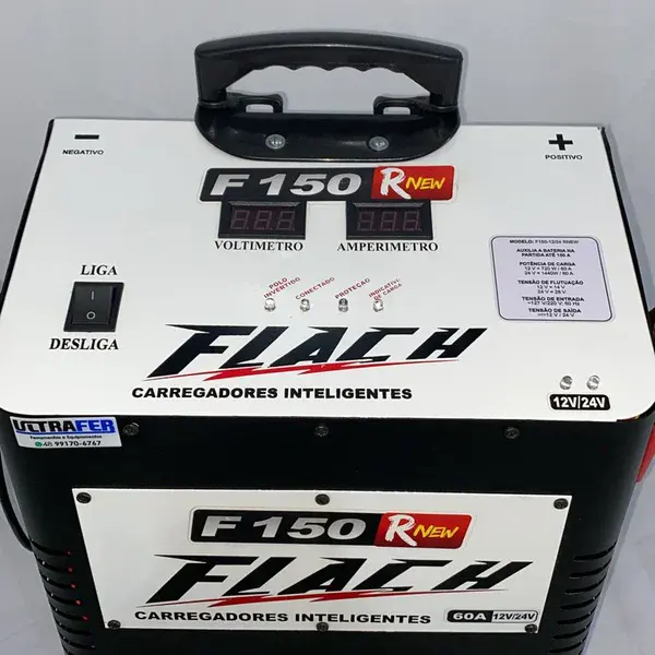 Carregador de baterias F150 12V/24V rnew semi novo - Flach