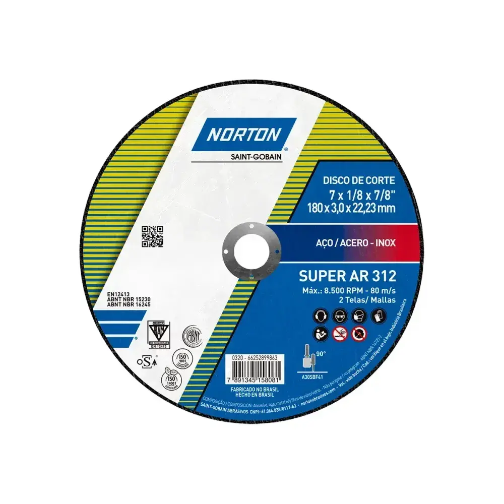 Disco de corte super aços AR312 180X3,0MM Norton — fotografia 3