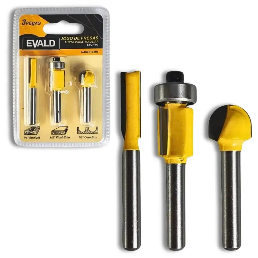 Tupia 6 MM 650W EVTUP110/220 com kit 3 fresas 6 MM EVJF-03 Evald 220 V — fotografia 5