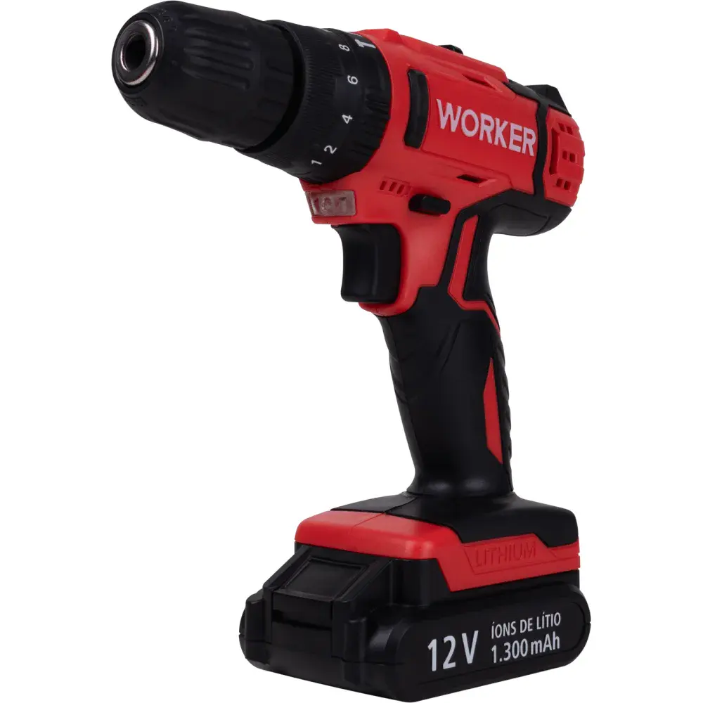 Parafusadeira 12V impacto 1 bateria 13 peç Worker — fotografia 3