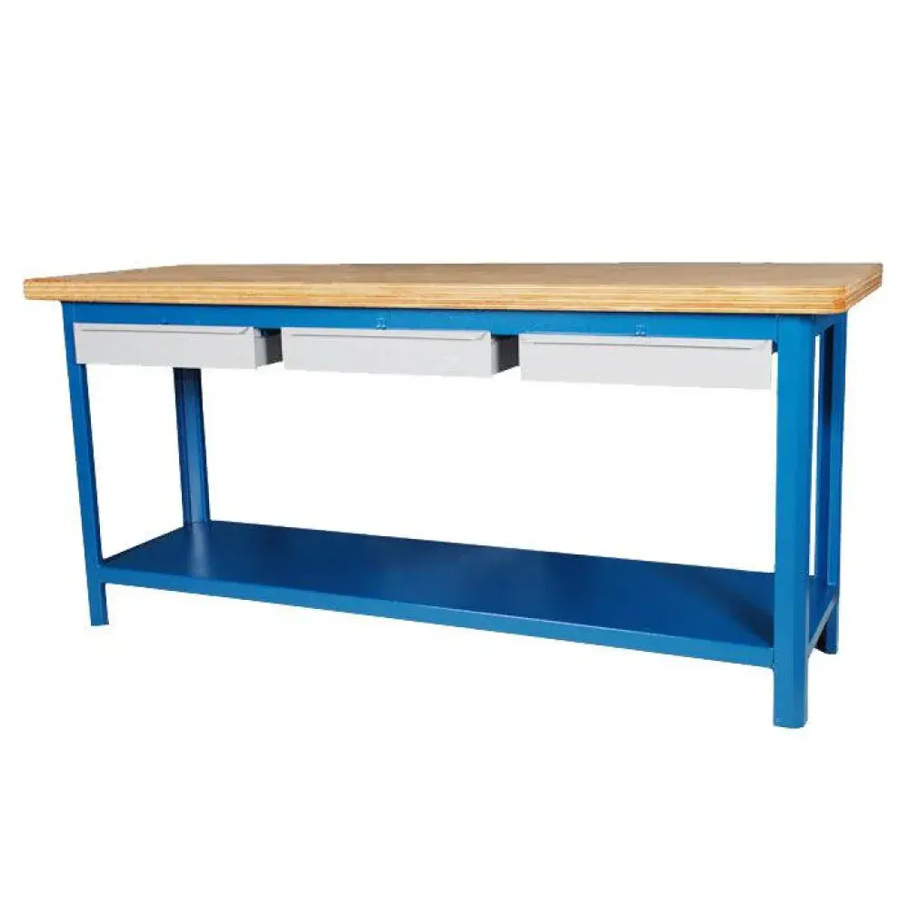 Bancada aberta soldada 200X60X92CM c/ 3 gavetas 203CD Fercar