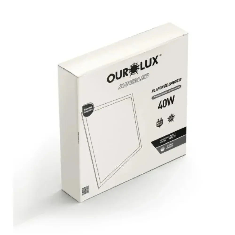 Painel superled de embutir 62X62 4000K Ourolux — fotografia 4