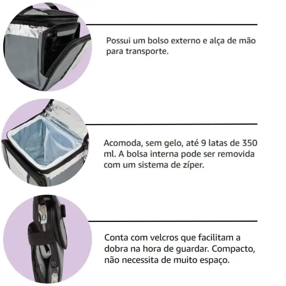 Bolsa térmica ice cooler 7,5 litros cinza chumbo 003628 Mor — fotografia 8