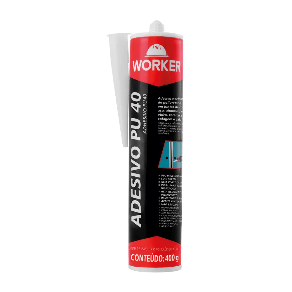 Adesivo poliuretano PU40 400G preto da Worker — fotografia de referência