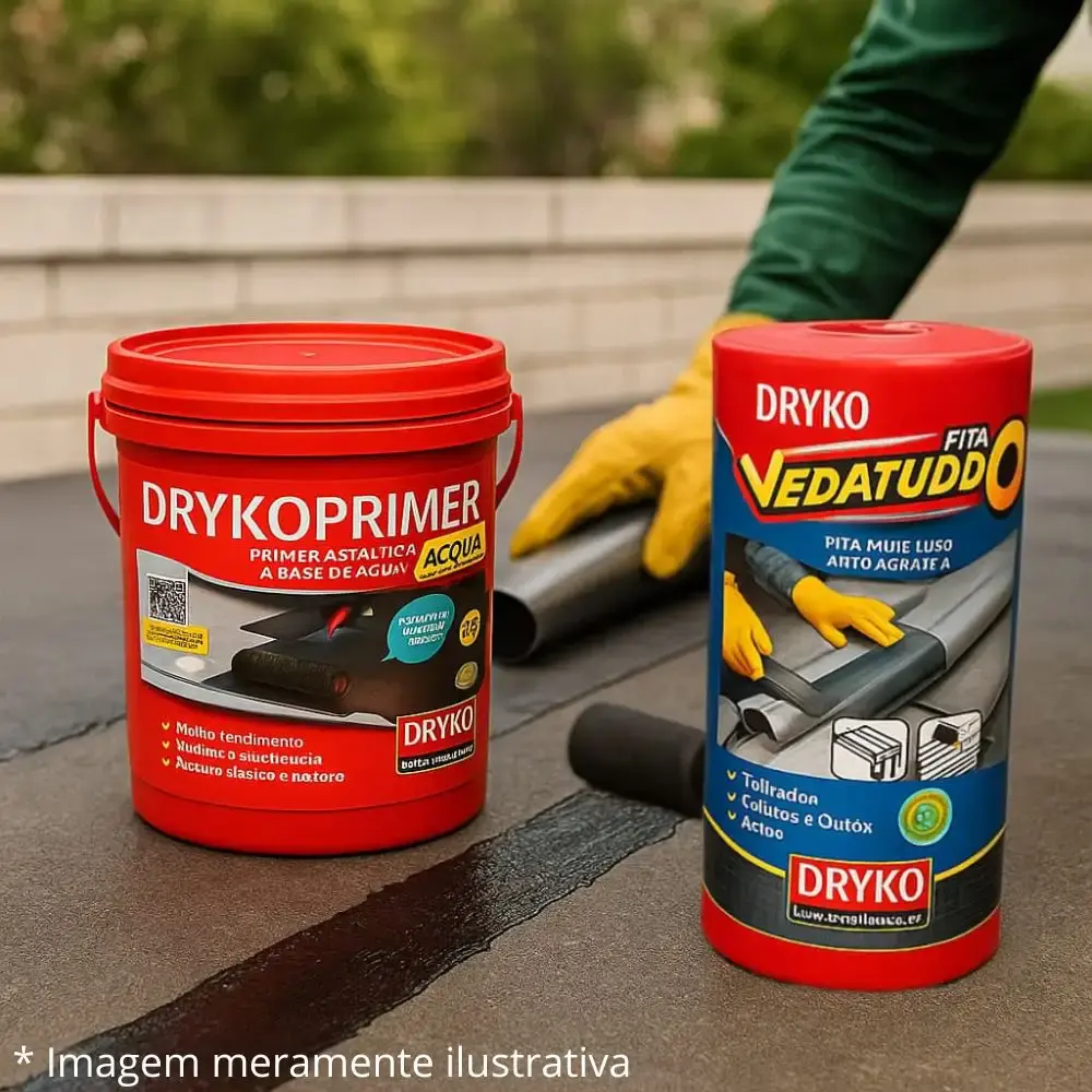 Primer Asfáltico 3,6 L Drycoprimer Acqua Fita e Autoadesiva Asfáltica Vedatudo 30 cm x 10 M DRYKO — fotografia 5