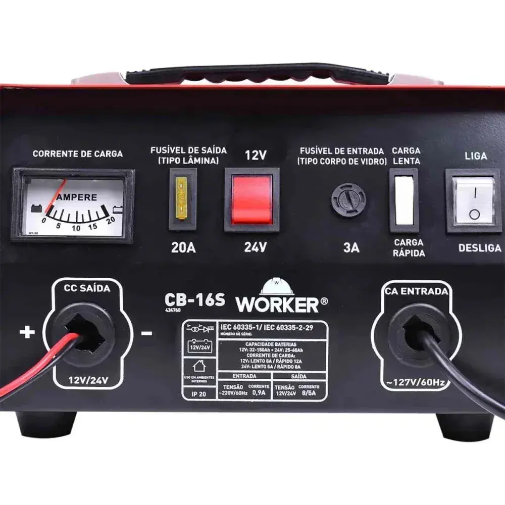 Carregador de bateria CB16S 60HZ 127V portátil Worker — fotografia 8
