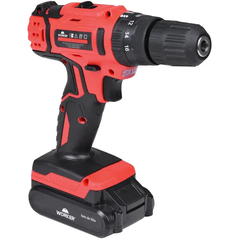 Furadeira parafusadeira à bateria 17 peç bivolt Worker — fotografia 11
