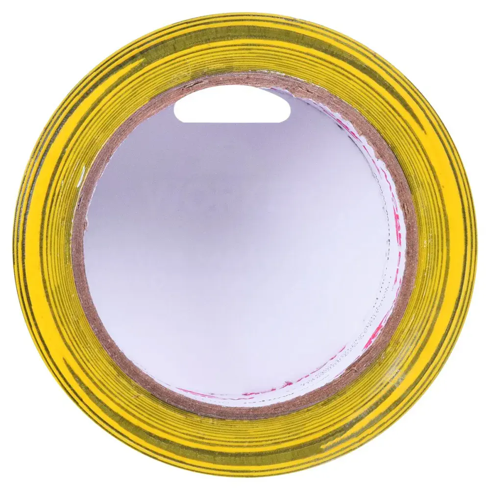 Fita adesiva para demarcação zebrada amarelo e preto 48MM x 30M Worker — fotografia 4