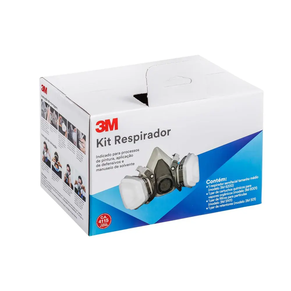 Kit respirador semi facial para pintura com 2 filtros 3M — fotografia 2