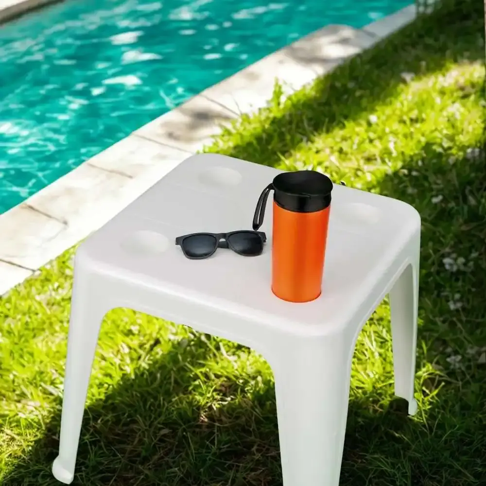 Mesa Plástica de Apoio com Porta-Copos 43 x 51 cm Várias Cores MOR Branco — fotografia 6