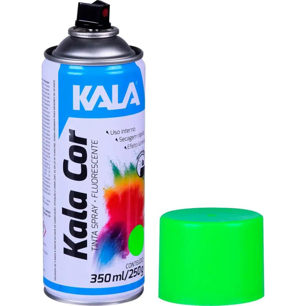 Tinta spray fluorescente verde 350ML Kala — fotografia 2
