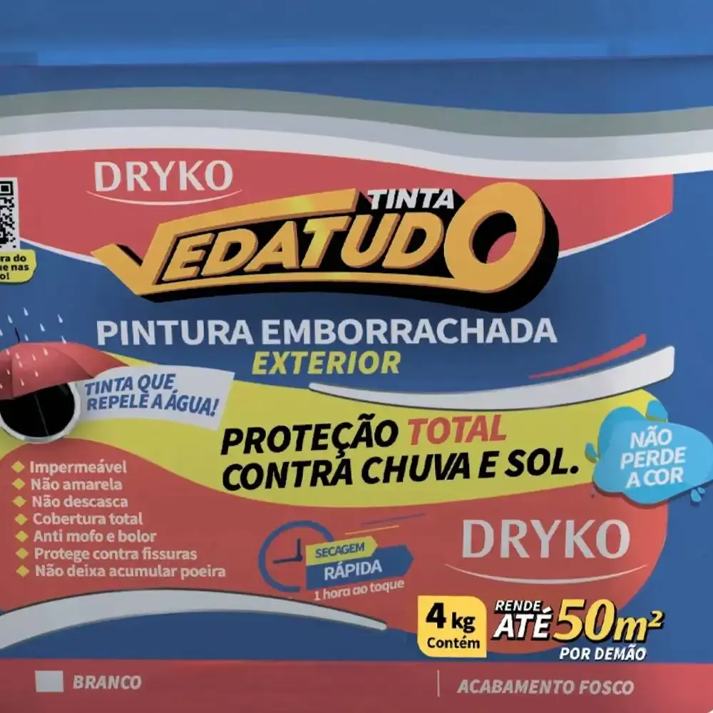 Tinta emborrachada branca 4 KG vedatudo Dryko — fotografia 4
