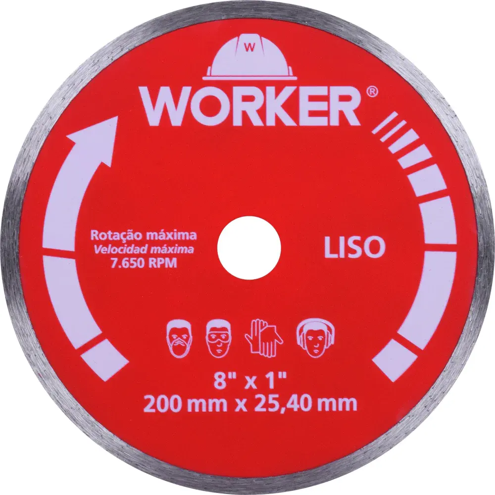 Disco diamantado de corte liso 200 x 25MM Worker