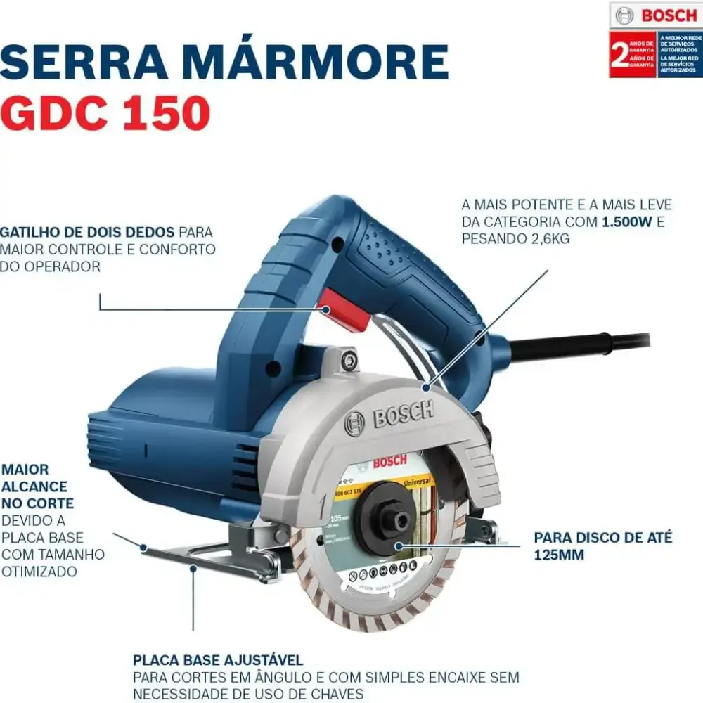 Serra mármore a seco GDC 150 titan 1500W 220V Bosch — fotografia 5