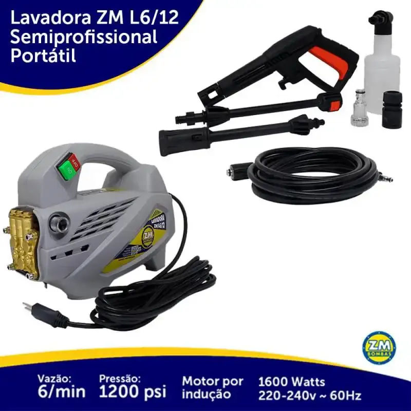 Lavadora alta pressão portátil 2,0 CV ZM L6|12 1600W semiprofissional ZM 110 V — fotografia 4