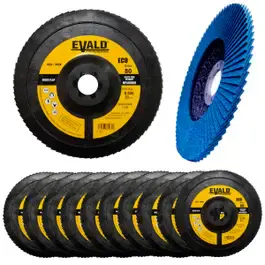 Disco de Lixa Flap Zirconio 7 POL 180 mm Aço Inox Grão 80 Kit 10 Unidades EVALD — fotografia 2