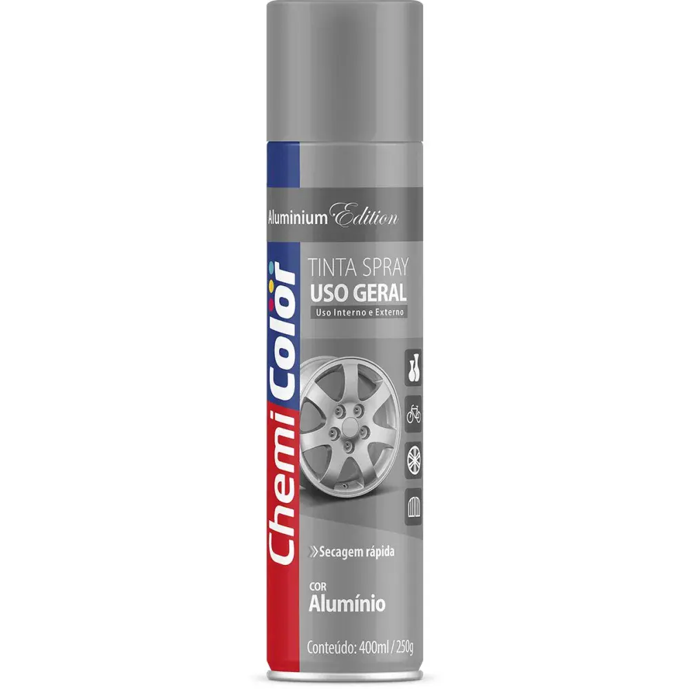 Tinta spray uso geral alumínio com 400ML da Chemicolor