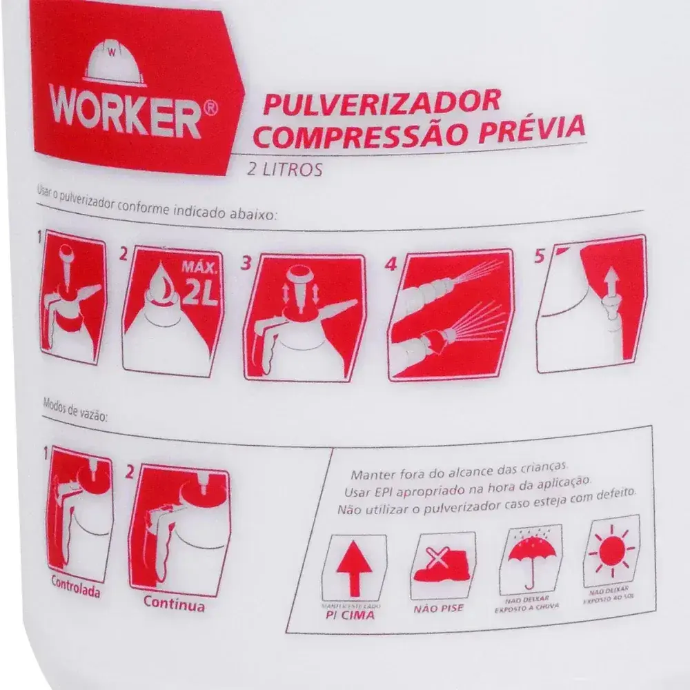 Pulverizador de compressão prévia 2 litros Worker — fotografia 12