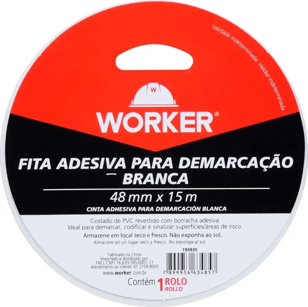 Fita adesiva para demarcação 48MMX15M branca Worker — fotografia 8