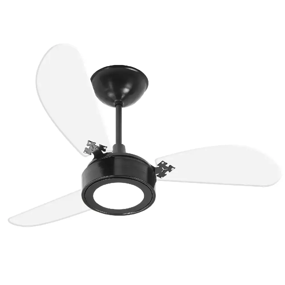Ventilador de teto 3 pás 130W luminária LED várias cores cristal Venti-delta Branco 110 V — fotografia 8