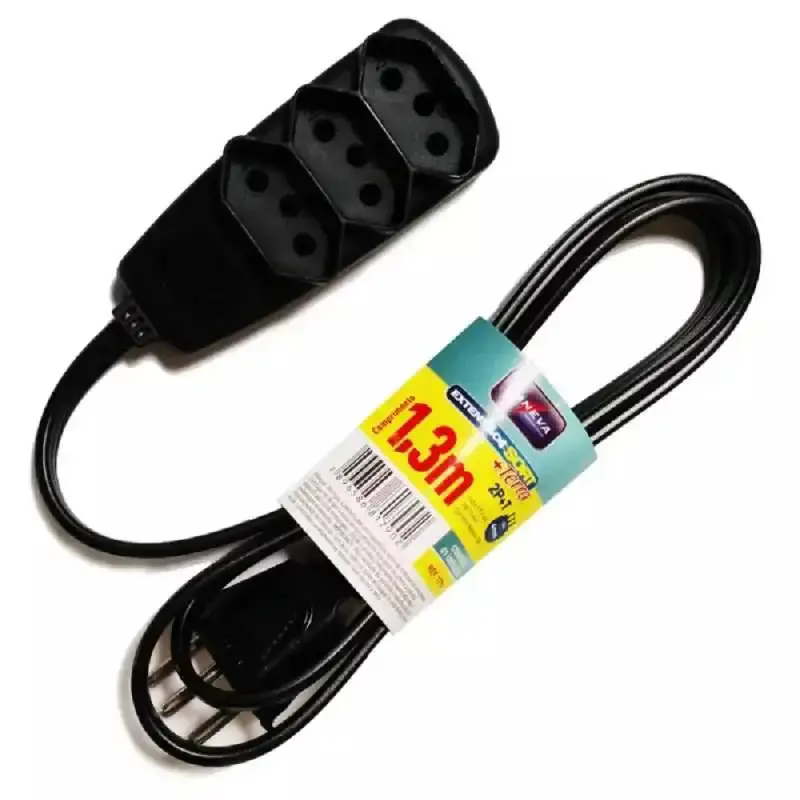 Extensão elétrica 1.3 metros 3 pontos cabo PP 0.75 MM Daneva