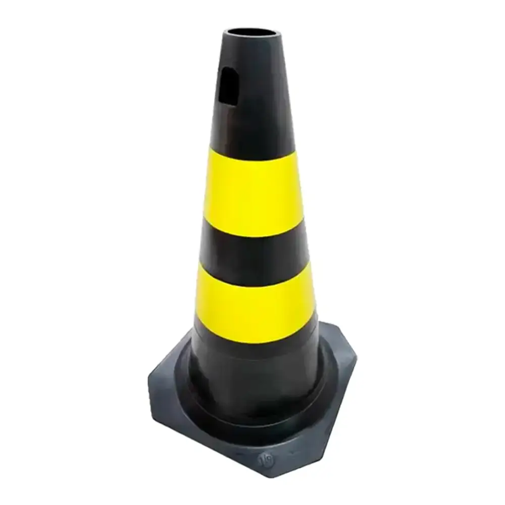 Kit 5 cone sinalizador rígido PLT de PVC amarelo e preto 50 CM Plastcor — fotografia 2