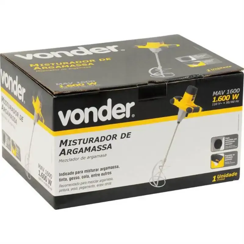 Misturador de argamassa e tinta elétrico 1600W MAV-1600 Vonder 110 V — fotografia 3