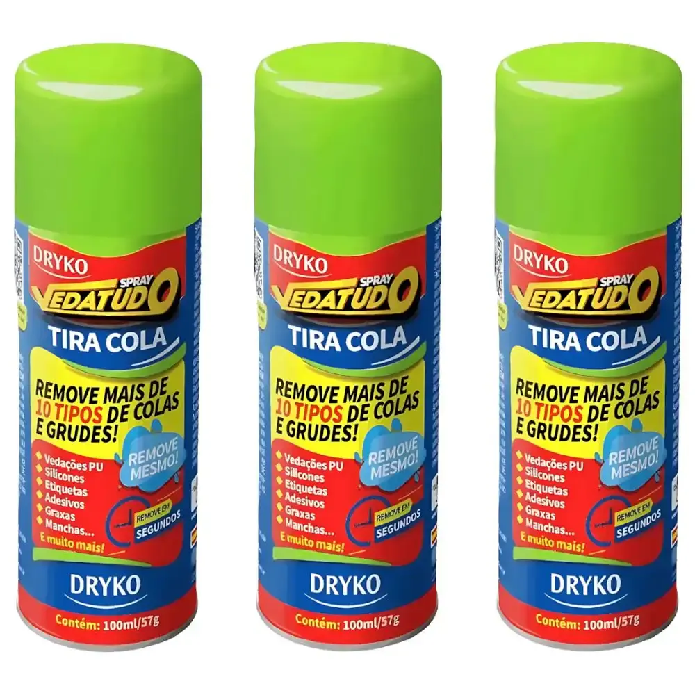 Removedor tira cola em spray 100ML vedatudo com 3 UNI Dryko