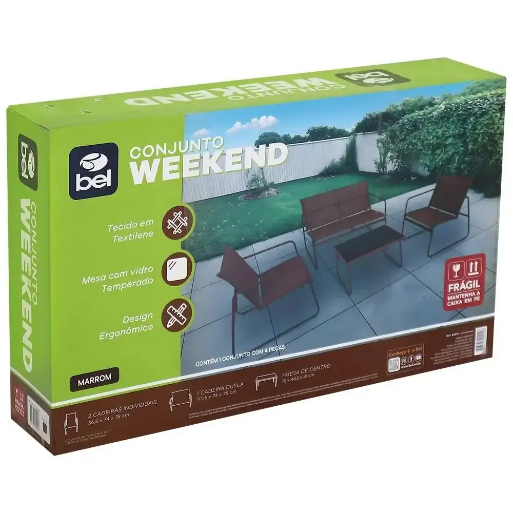 Conjunto de mesa e 3 cadeiras para jardim weekend BEL Cinza Belfix — fotografia 12
