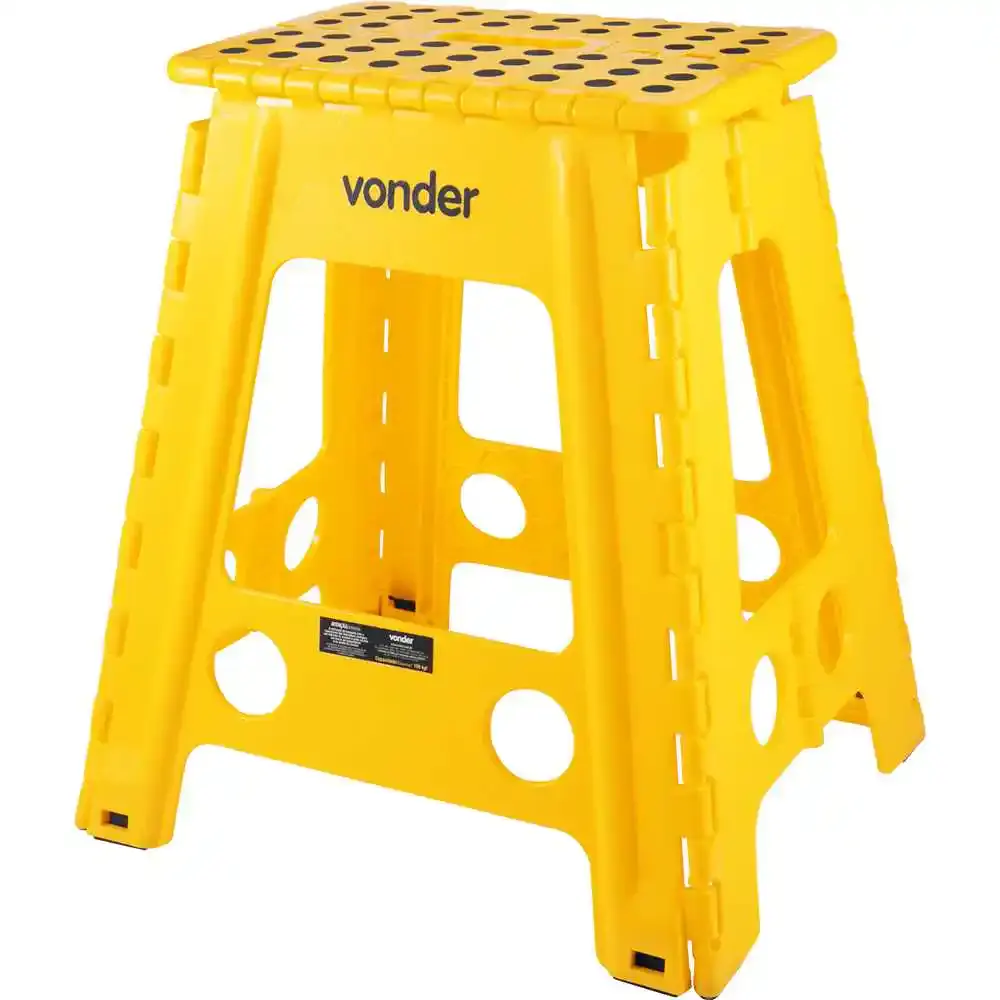 Banqueta plástica dobrável amarela 45CM Vonder — fotografia 6