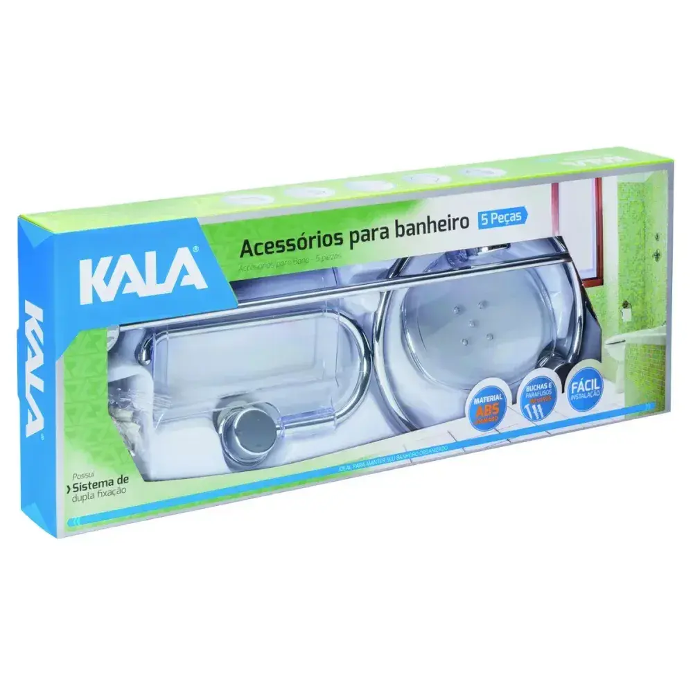 Kit de acessórios para banheiro com abs cromado 5 peç Kala — fotografia 4