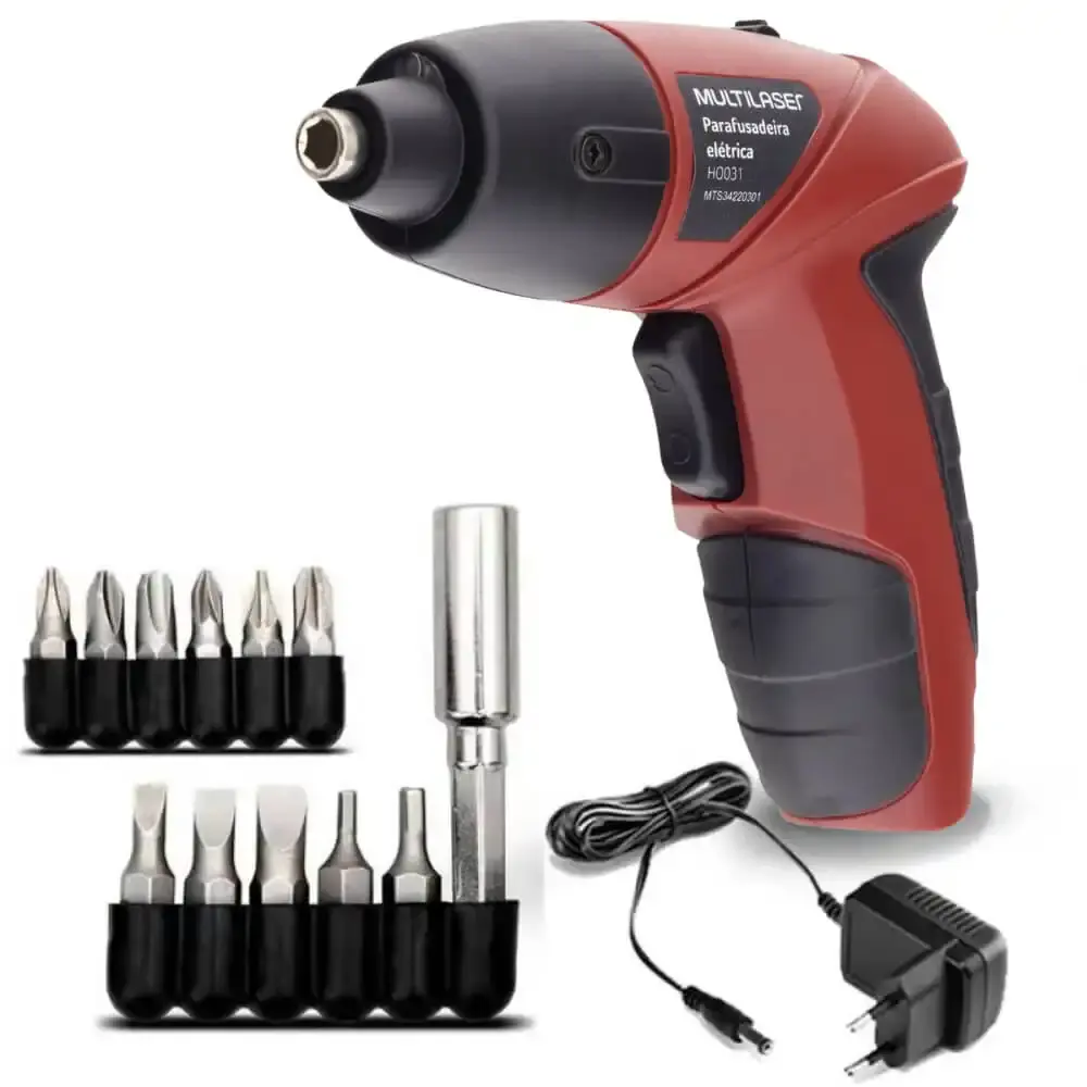 Parafusadeira à bateria 4,8V com kit 11 peças HO031 bivolt Multilaser — fotografia 2