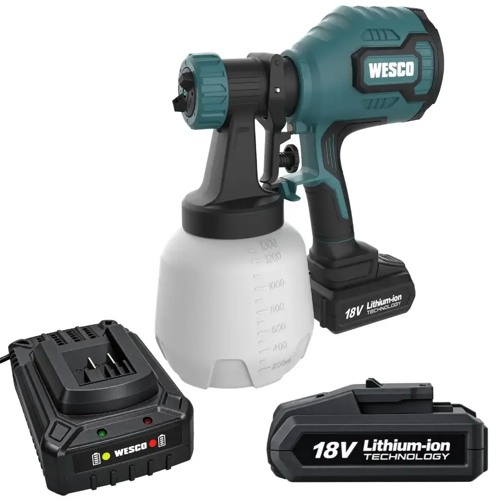 Pistola de pintura a bateria 18V com bateria WS9970 e carregador WS9969 Wesco