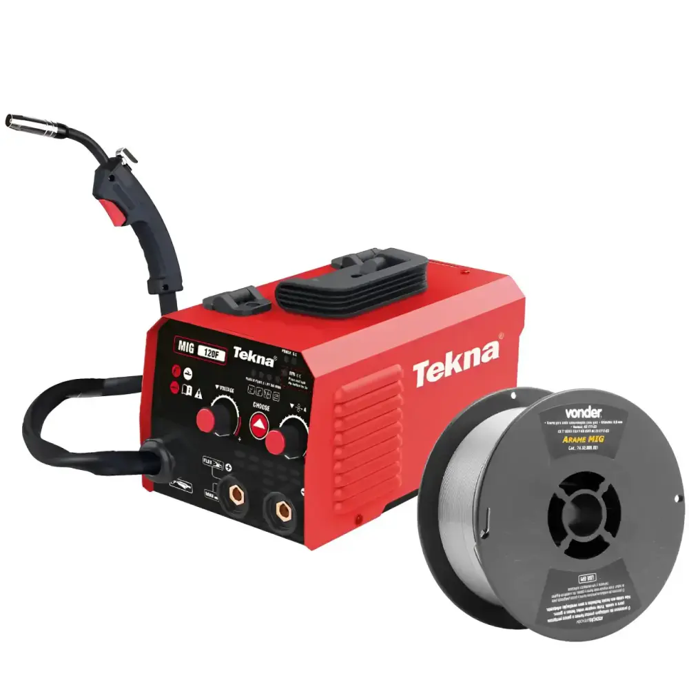Inversora de Solda Multiprocesso 120A com Arame 0,8 mm 1 KG TEKNA
