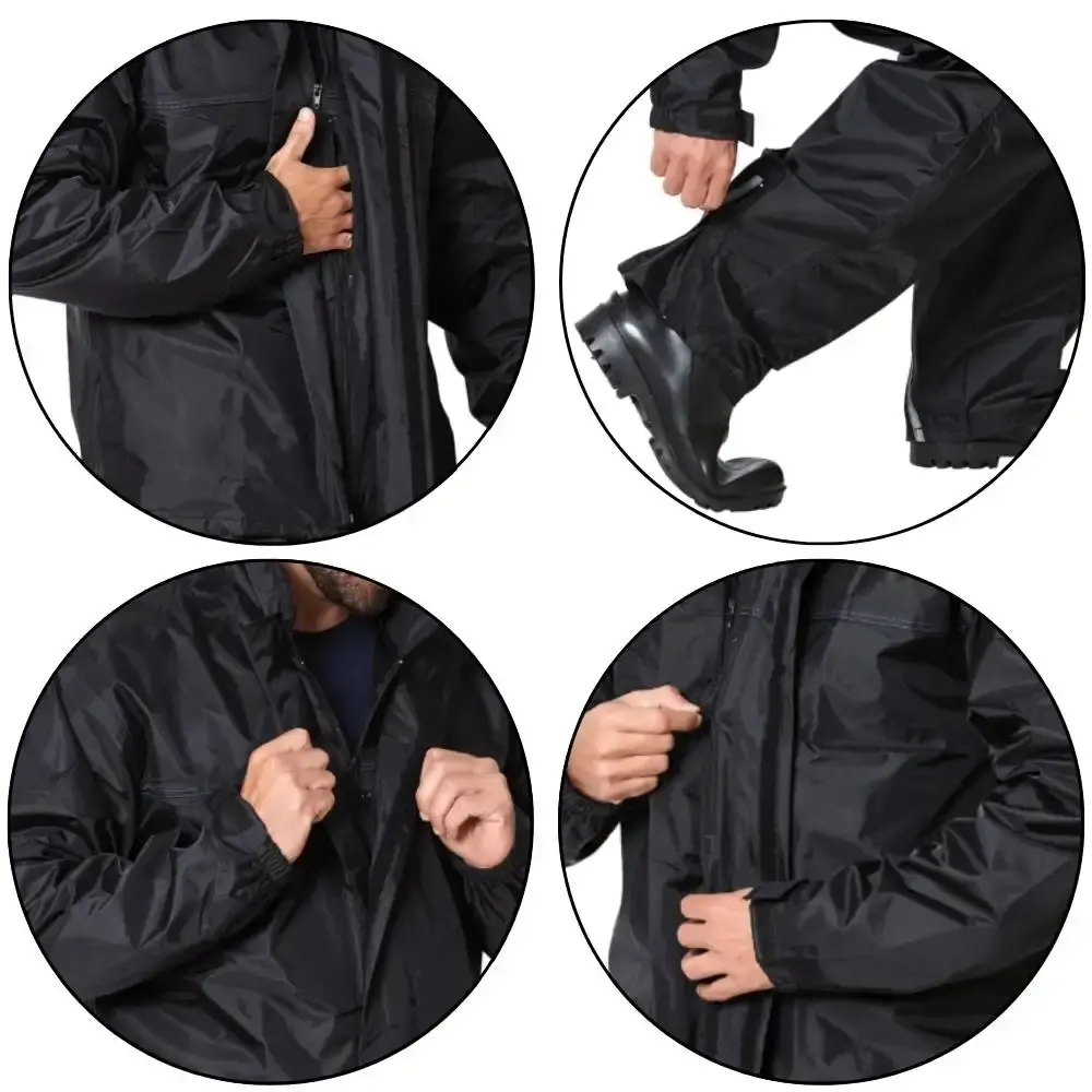 Conjunto motoqueiro capa de chuva blusão e calça nylon Evald XG — fotografia 3