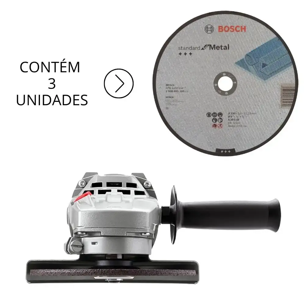 Esmerilhadeira angular 9 POL 2200W com 3 discos de corte metal 9 POL standard Bosch 220 V — fotografia 2