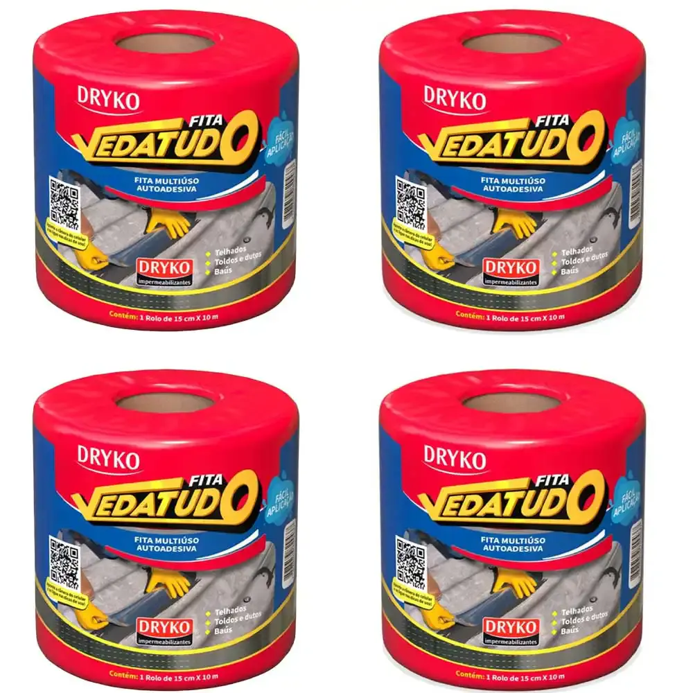 Fita Asfáltica Vedatudo 15 cm x 10 m 4 Unidades DRYKO