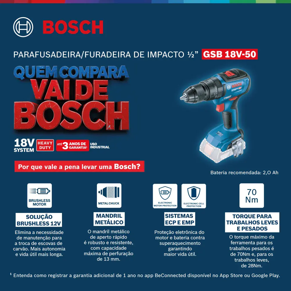 Parafusadeira furad gsb 18V-50 maleta Bosch — fotografia 6