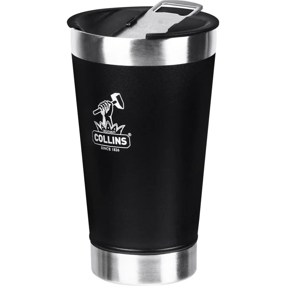 Copo térmico com tampa em aço inoxidável preto 473ML Collins