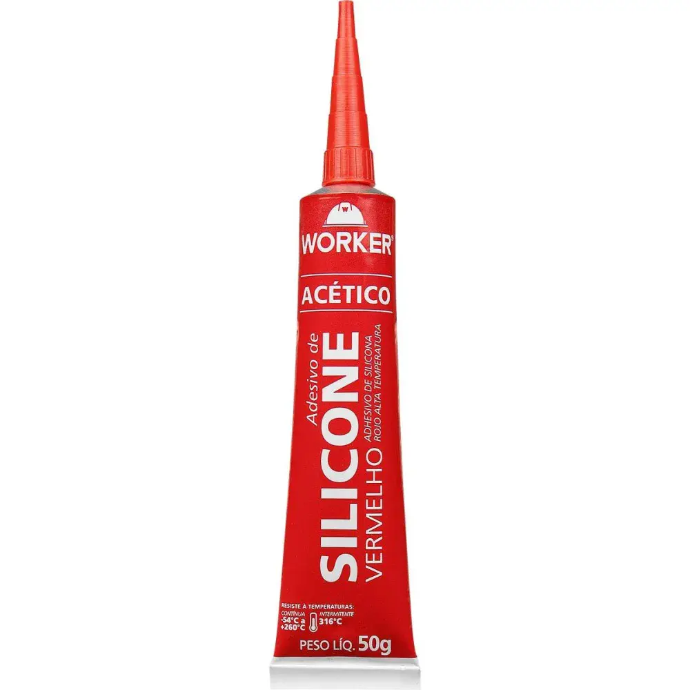 Silicone acético alta temperatura vermelho 50G Worker