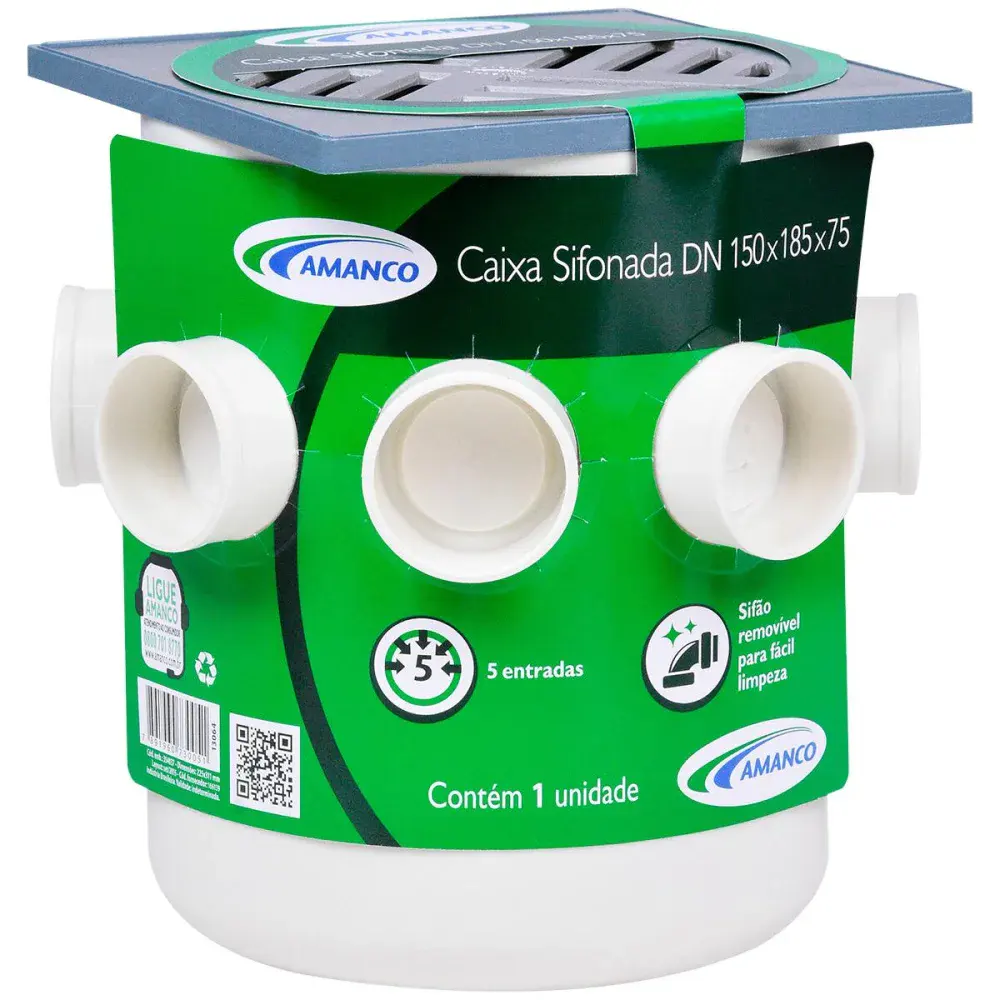 Caixa sifonada quad 150X185X75 alum Amanco