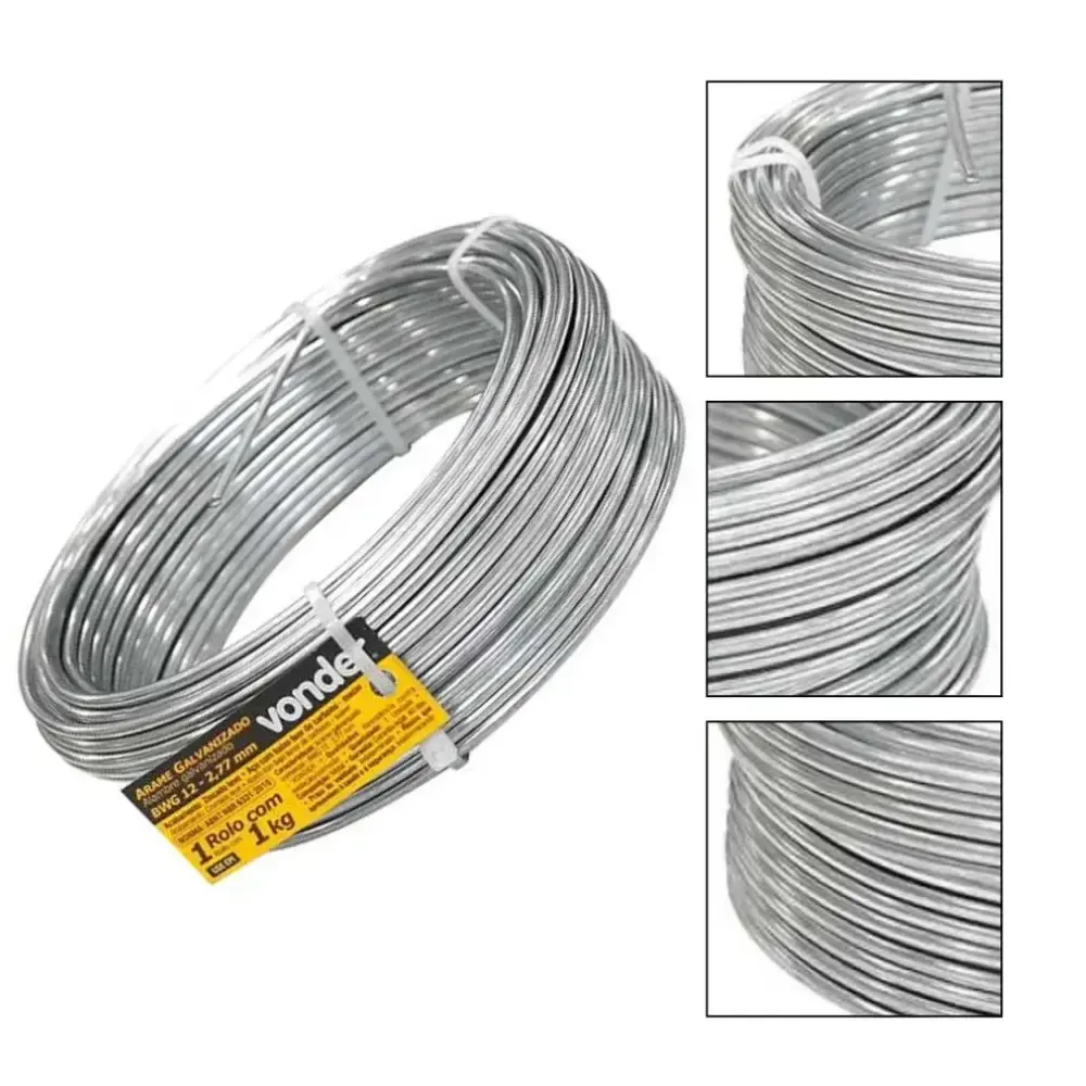 Arame galvanizado 2.77MM rolo 1KG BWG 12 Vonder — fotografia de referência