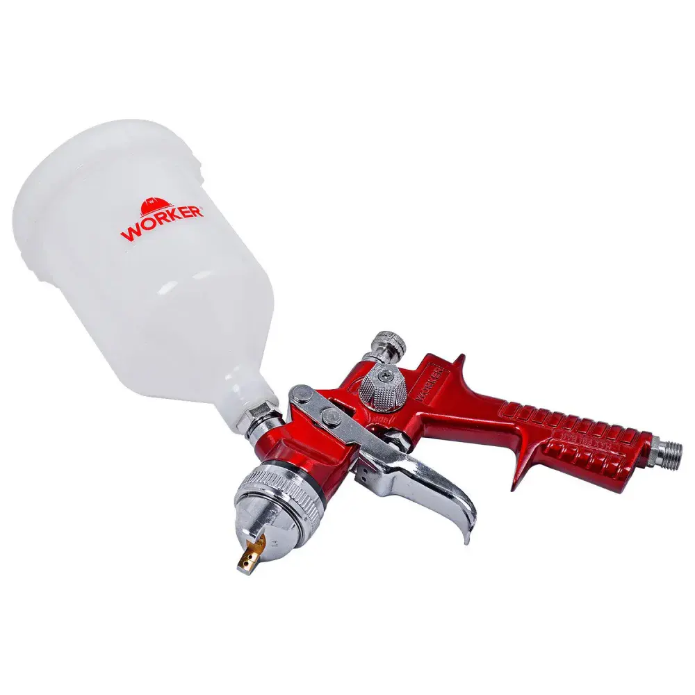 Pistola de pintura gravidade hvlp 1/4 npt 500ML Worker — fotografia 3
